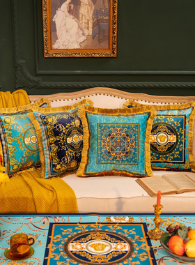 奢华欧式流苏抱枕客厅沙发靠垫双面天鹅绒短毛绒抱枕套床头靠枕垫