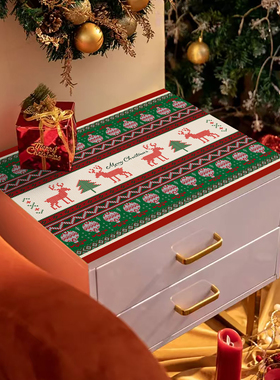 卧室床头柜防尘盖垫圣诞北欧风双开门冰箱顶保护罩垫洗衣机防水垫