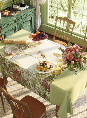 春夏新款桌布美式田园雪尼尔餐桌台布餐厅氛围感圆桌布定制茶几布
