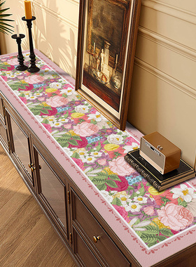 新款电视柜桌垫防尘防水高颜值皮革桌布长条形边柜鞋柜玄关柜垫子