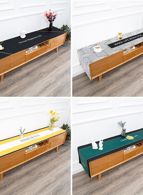 简约北欧风防水电视柜盖布棉麻长方形台布入户鞋柜防尘布桌布桌旗