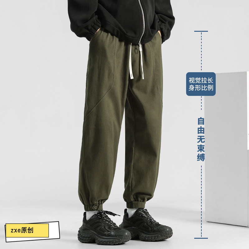 军绿色纯棉工装裤男款秋冬加绒男