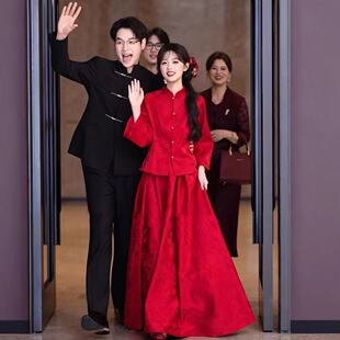 出阁秀禾服冬 订婚礼服敬酒服结婚回门领证套装 2025新款 新娘新中式