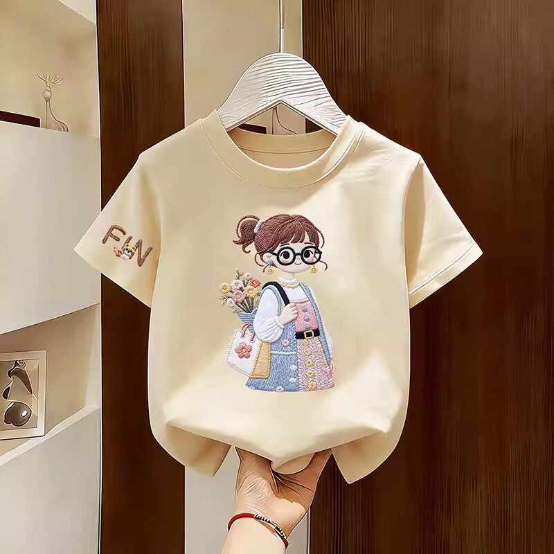 女童纯棉短袖T恤夏季2026新款洋气女孩中大童宽松百搭半袖上衣服