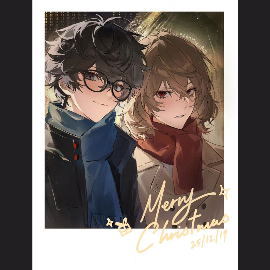 新款女神异闻录5周边自制主明ins风双人物料送朋友礼物拍立得卡片