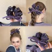 款 式 好看特别流行紫色系蝴蝶结发圈 优依家 简约气质个性 马尾头花