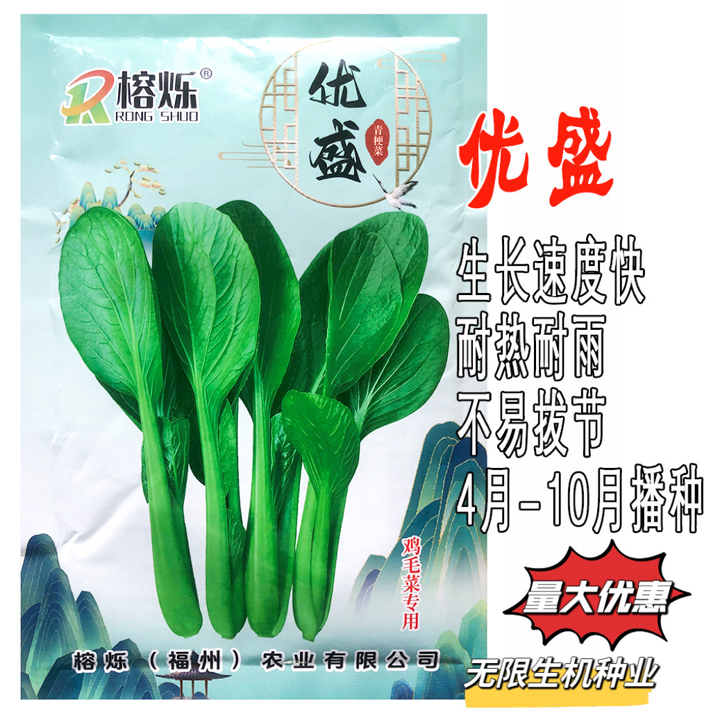 优盛青梗菜种子耐热耐雨水抗高温青菜绿叶菜种籽夏秋季播菜籽正品