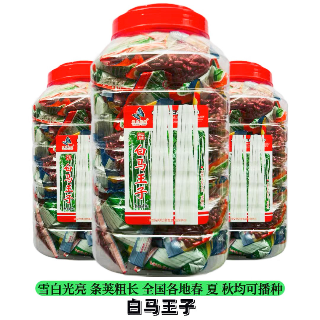 白马王子白豇豆种子 荚长荚粗肉厚纯白长豆角种子 银白色豆角种籽