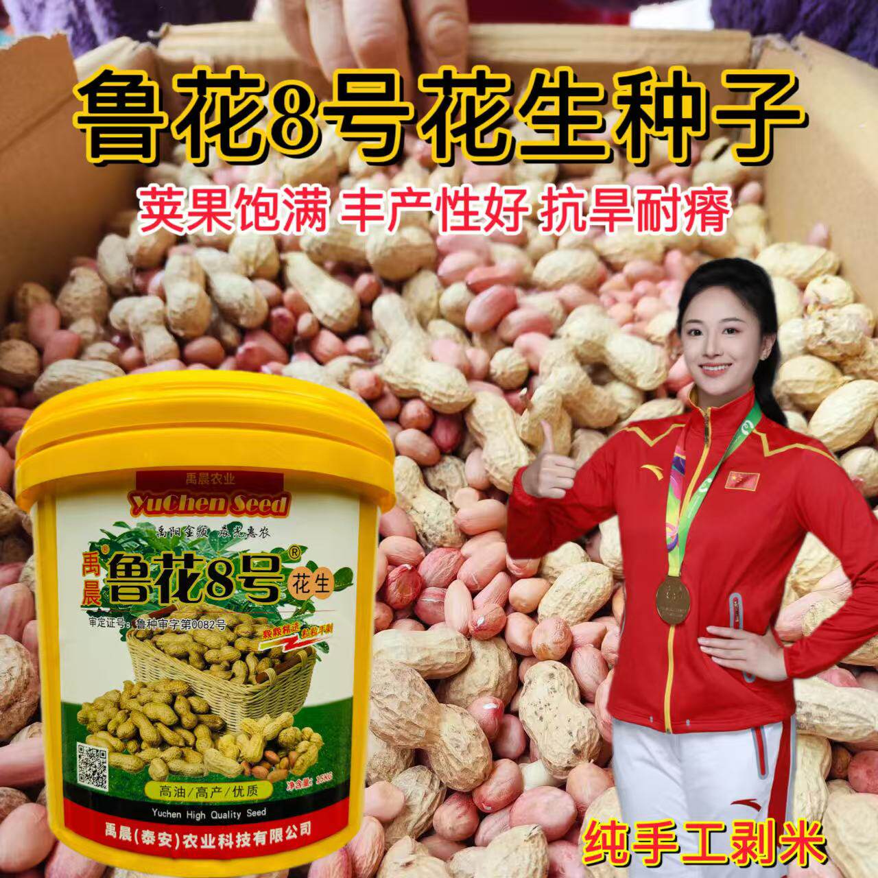 鲁花8号花生种子高产抗病抗旱耐涝抗病花生种籽纯手工拨壳花生种