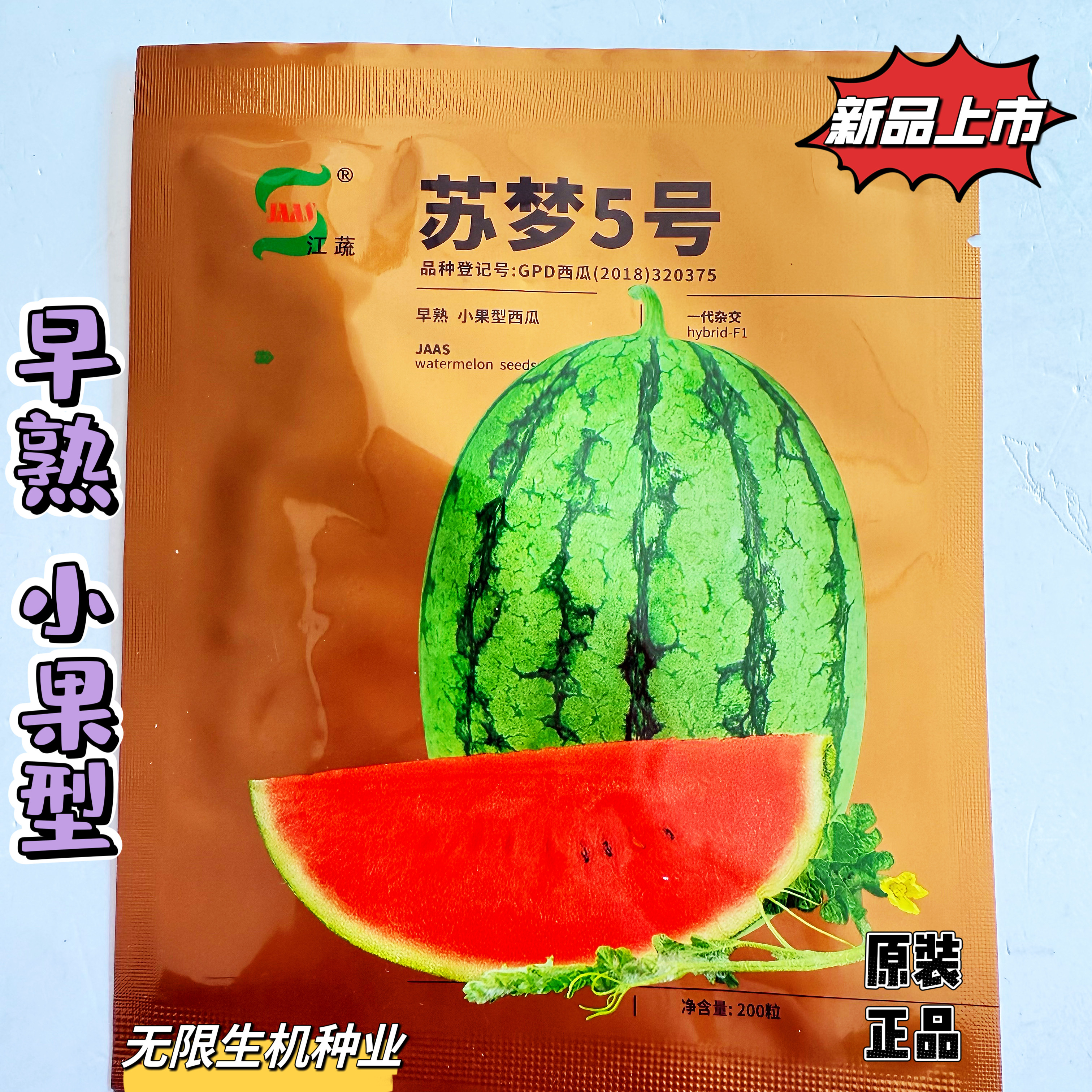 苏梦5号礼品小西瓜种子椭圆形吊瓜种籽花皮红瓤皮薄脆甜西瓜种籽