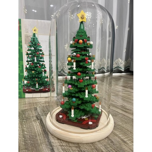 乐高圣诞树玻璃罩适用乐高40573专用积木透明防尘装饰礼物展示盒