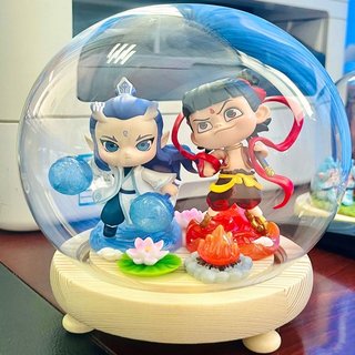 哪咤盲盒展示盒泡泡玛特魔童闹海敖丙周边手办哪吒防尘玻璃罩摆件