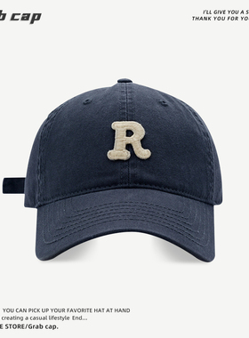 r帽藏蓝色棒球帽夏款网红帽子女韩系显脸小大头围情侣鸭舌帽男士