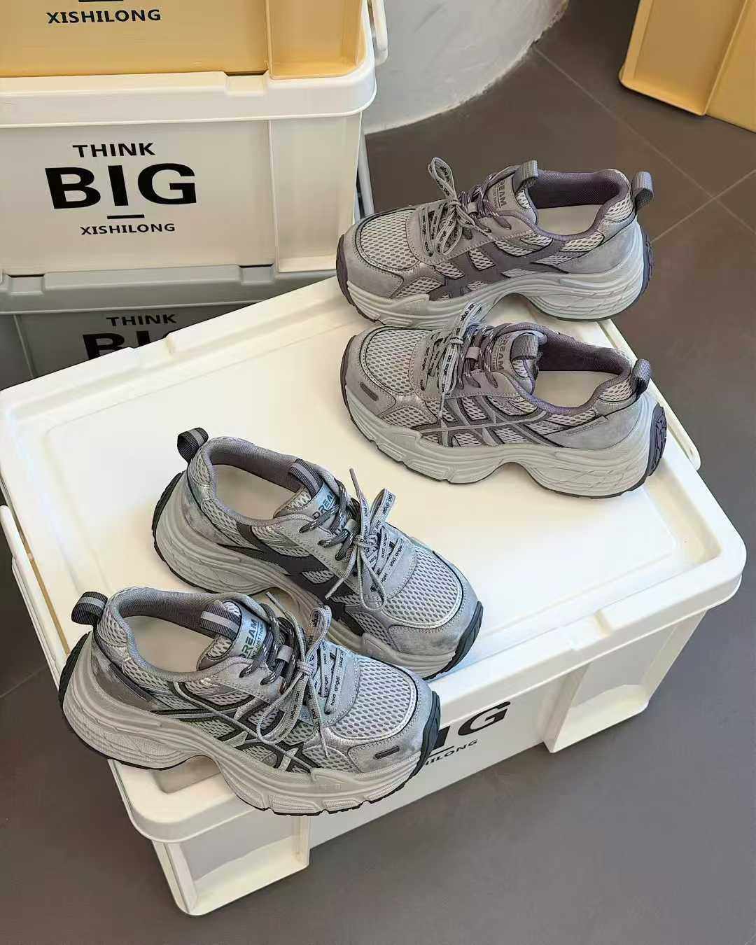 茵茵家2026春秋新款韩版真皮时尚厚底网面老爹鞋女旅游透气休闲鞋,女鞋,老爹鞋,淘宝优惠券,粉丝福利购,淘宝优惠卷