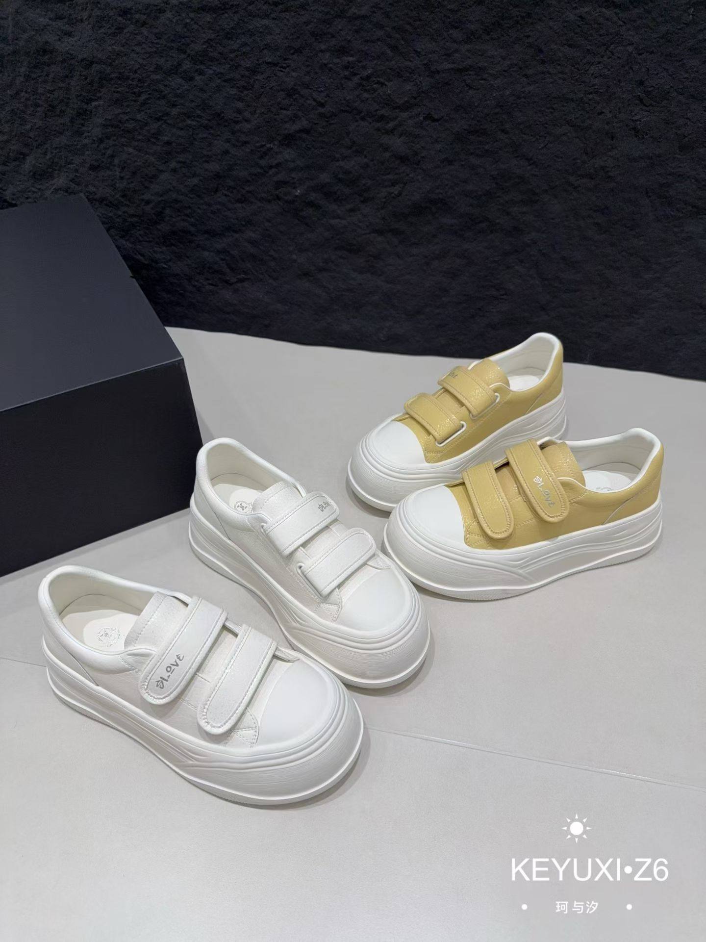 茵茵家2026春秋新款欧货真皮魔术贴厚底小白鞋女轻便透气休闲板鞋,女鞋,休闲板鞋,淘宝优惠券,粉丝福利购,淘宝优惠卷