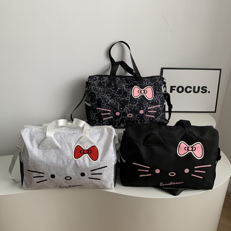 HelloKitty卡通可爱旅行包女单肩凯蒂手提蝴蝶结健身包斜挎行李包