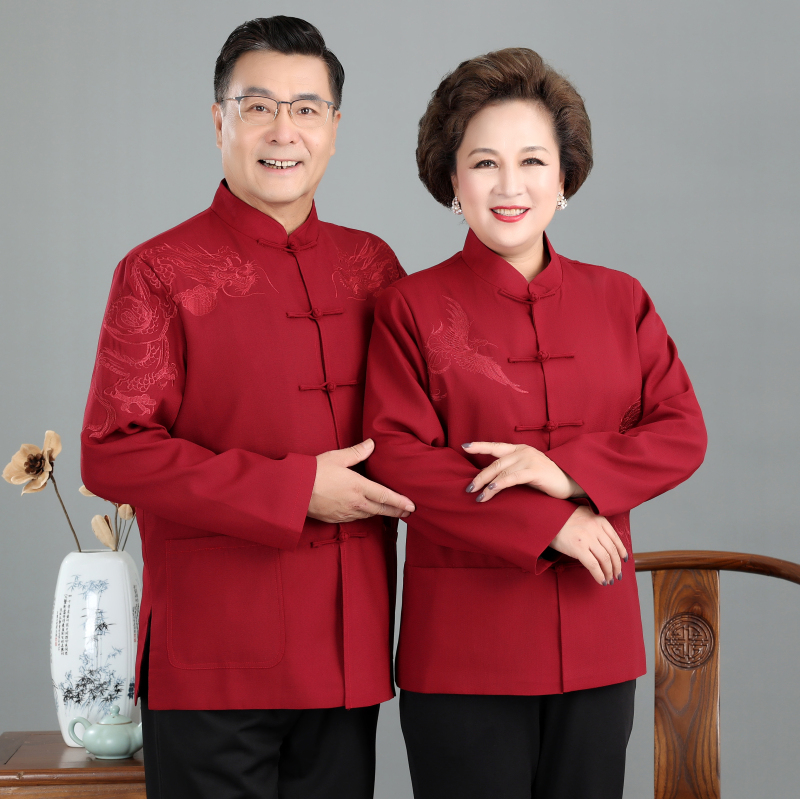 中老年爷爷奶奶情侣装春秋季外套