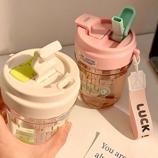 杯子带茶隔带吸管学生水杯580ml ins水杯女生高颜值便携双饮杯夏季