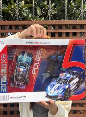 富佳信正义驰聘幻彩充电高速遥控车警车男孩玩具车5-10岁生日礼物