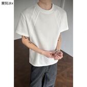 高街半袖 短袖 拼接休闲圆领体恤ins宽松潮牌美式 2026新款 T恤男夏季