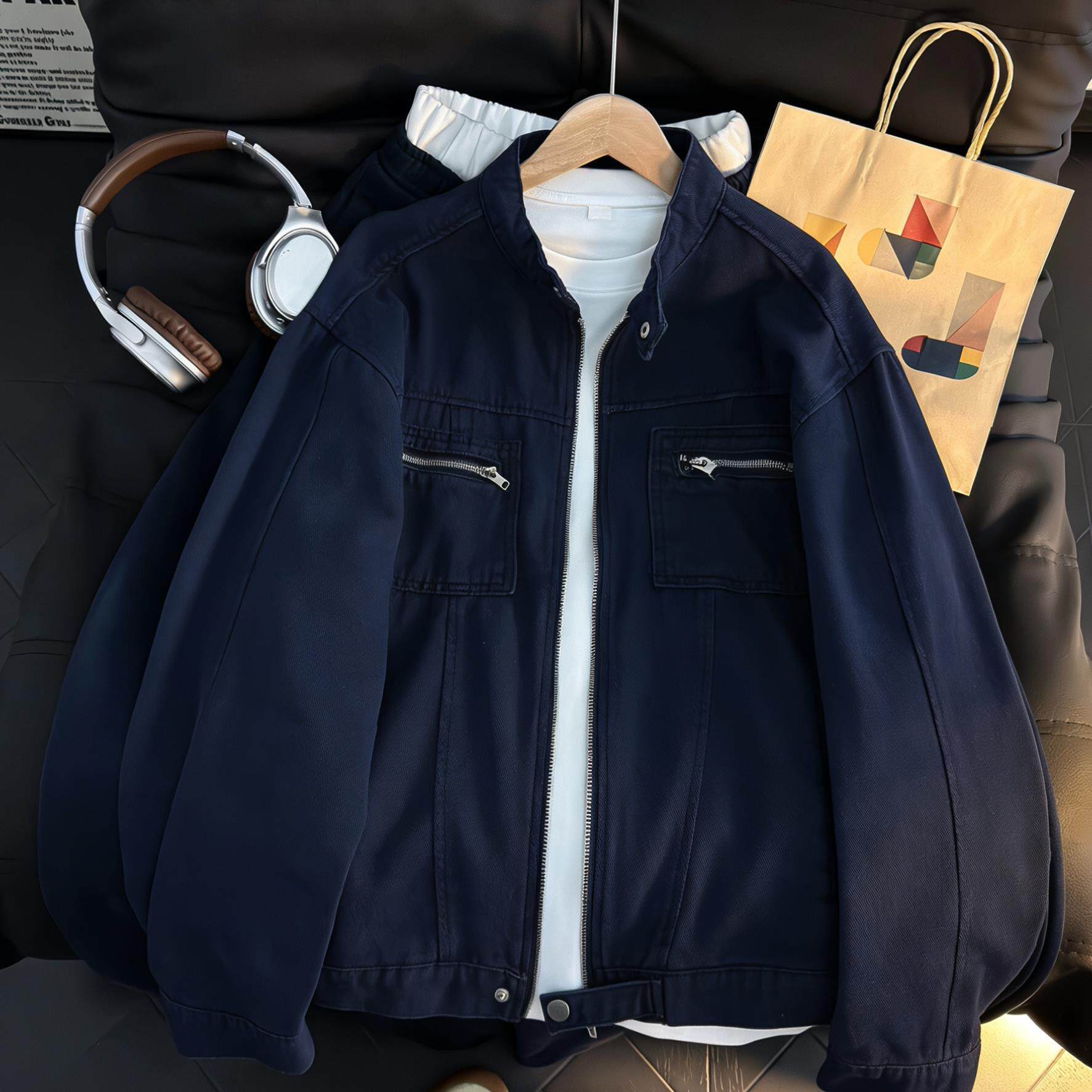 春季立领外套男休闲潮牌cityboy痞帅美式高街运动青少年日系夹克