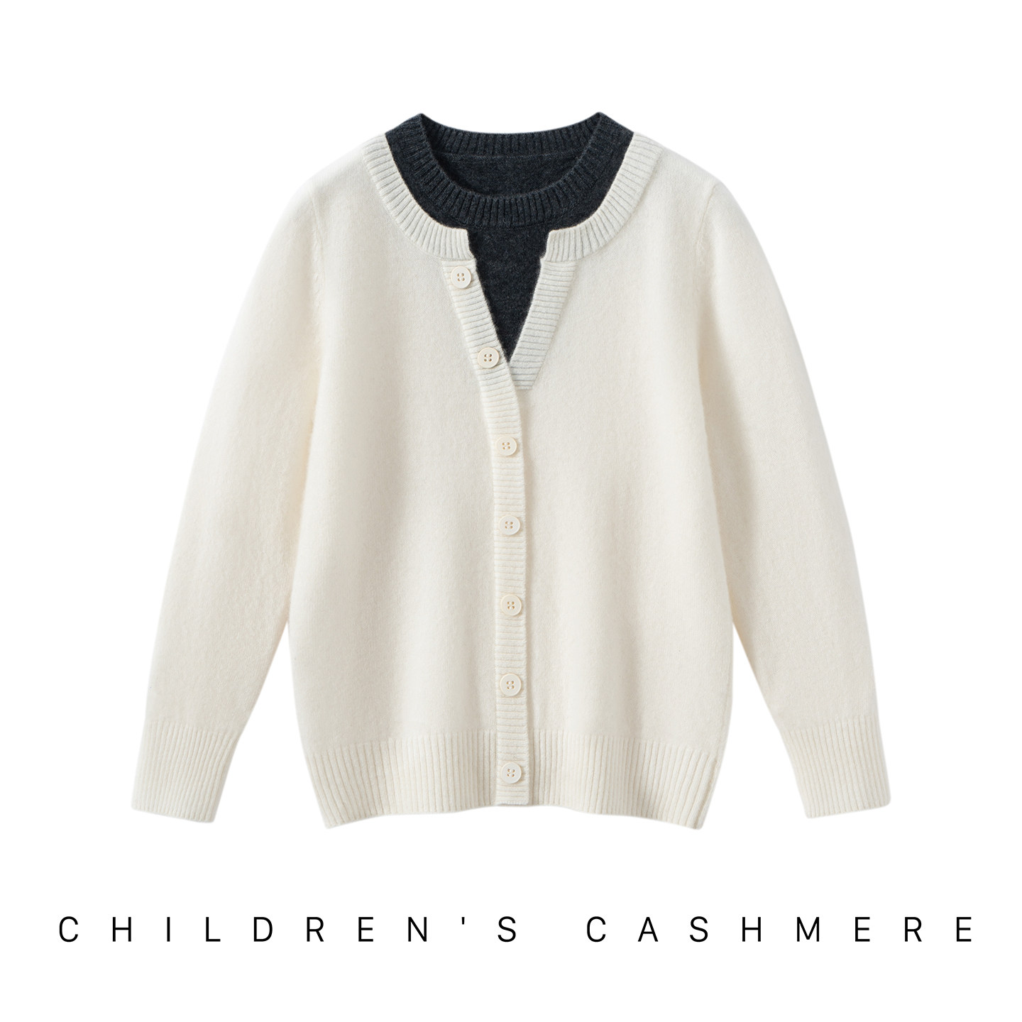 时尚精致风儿童山羊绒衫女童假两件圆领羊绒毛衣男童舒适精致内搭