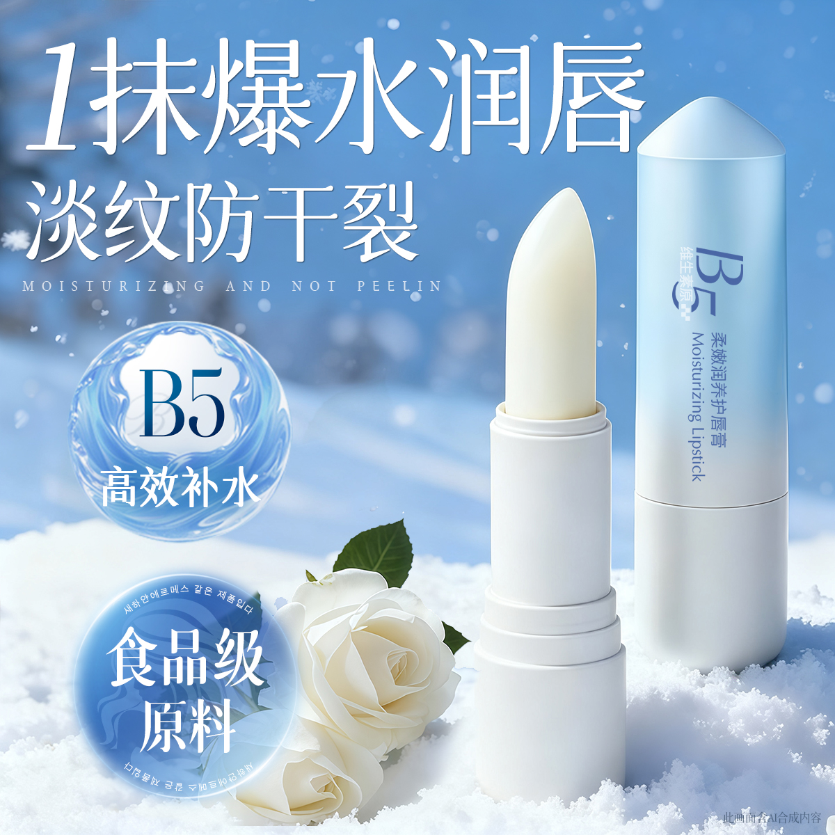 B5润唇膏去死皮淡化唇纹保湿滋润补水秋冬防干裂男女士官方正品