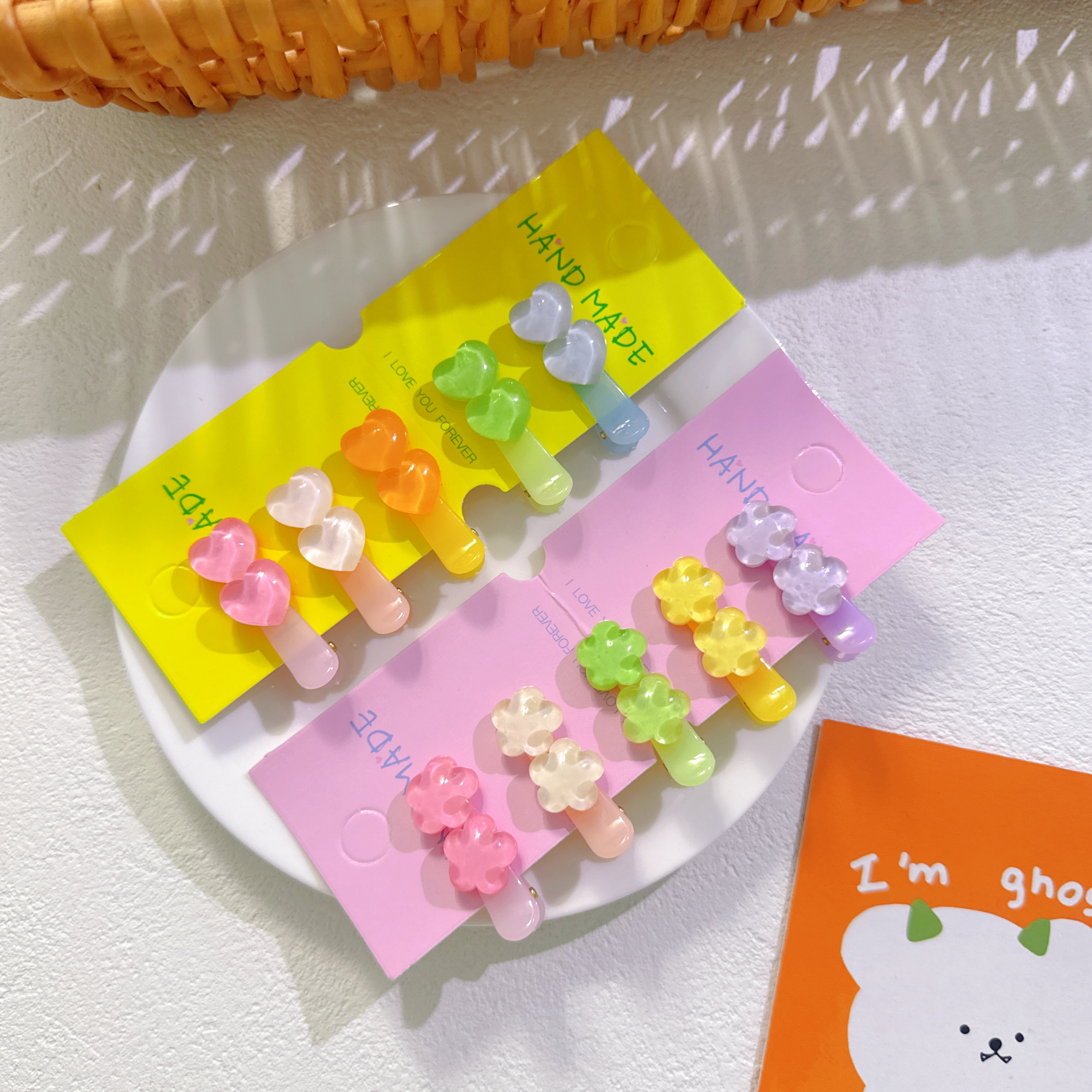 5件包邮 儿童可爱亚克力冰透小号发夹女童爱心碎发夹宝宝侧边夹子