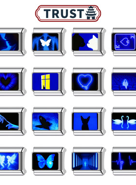 Trusta意大利模块手链DIY小众蓝色系列蝴蝶猫咪单颗饰品生日礼物