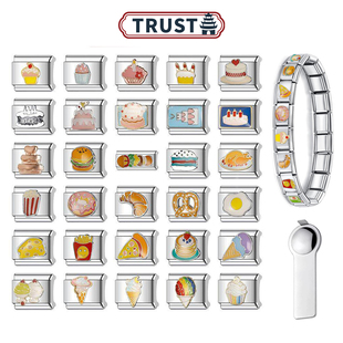 Trusta模块手链DIY原创卡通汉堡披萨食物饰品情侣闺蜜女生日礼物