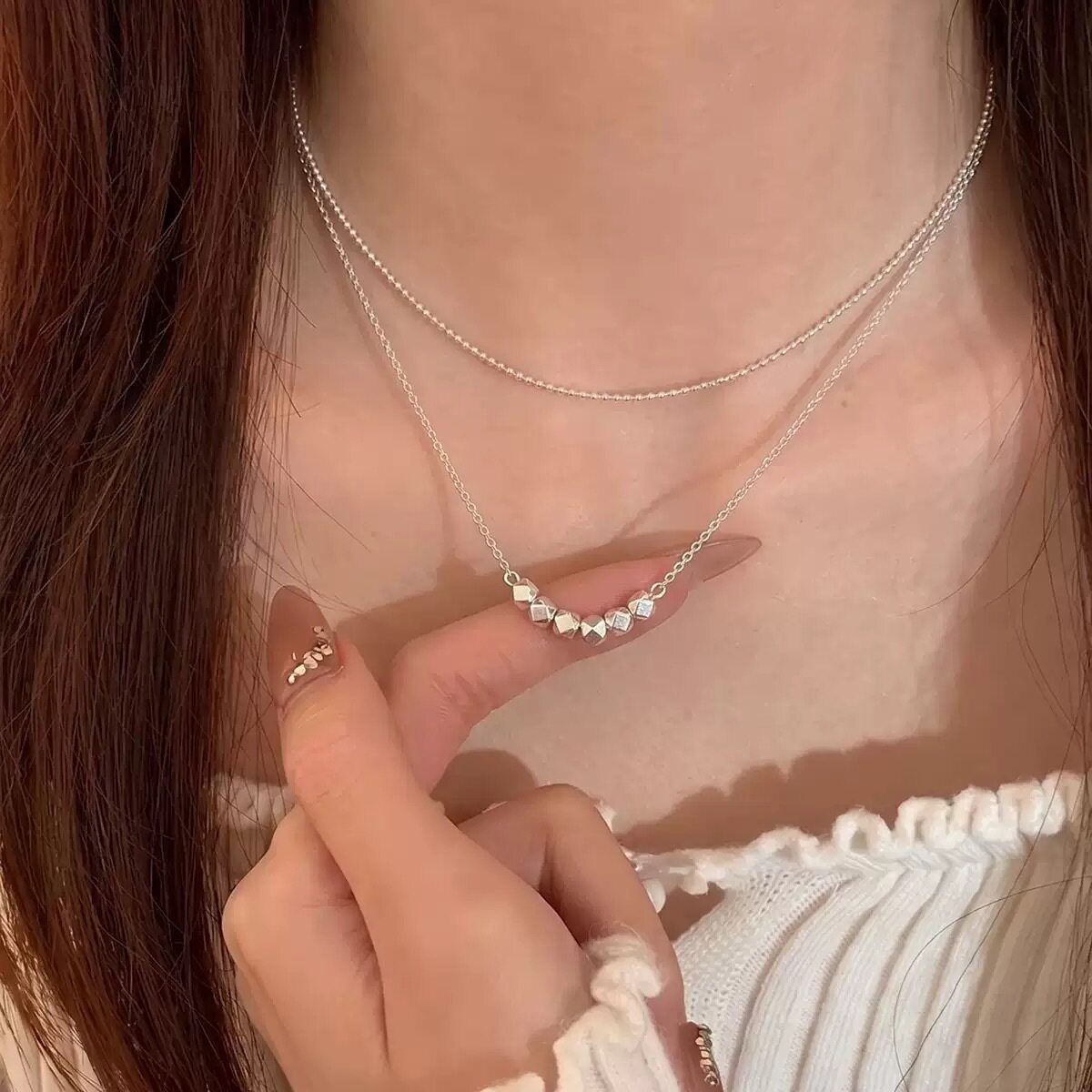 S925纯银细锁骨项链礼物女生孩