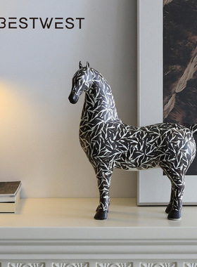 轻奢招财马年摆件办公室客厅玄关