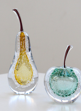 设计师艺术琉璃苹果轻奢装饰客厅创意梨样板房酒柜玄关桌面摆件