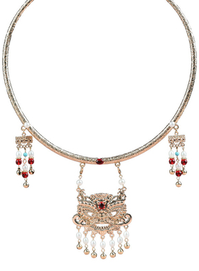 原创狮狮如意醒狮项圈中式流苏璎珞马面裙汉服古风配饰饰品