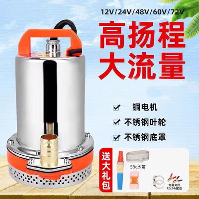 灿智直流潜水泵12V24V48V60V伏家用电瓶车抽水泵小型农用抽水机60