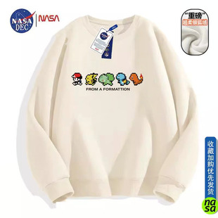 NASA联名宝可梦卡通印花圆领卫衣男女宽松情侣学生上衣休闲长袖 冬