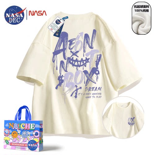 NASA美式高街涂鸦字母短袖t恤ins
