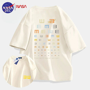 情侣宽松半袖 上衣潮 t恤男女夏季 NASAS创意感多巴胺视力表纯棉短袖