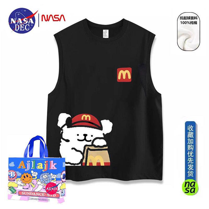 NASA重磅纯棉无袖背心夏麦当劳