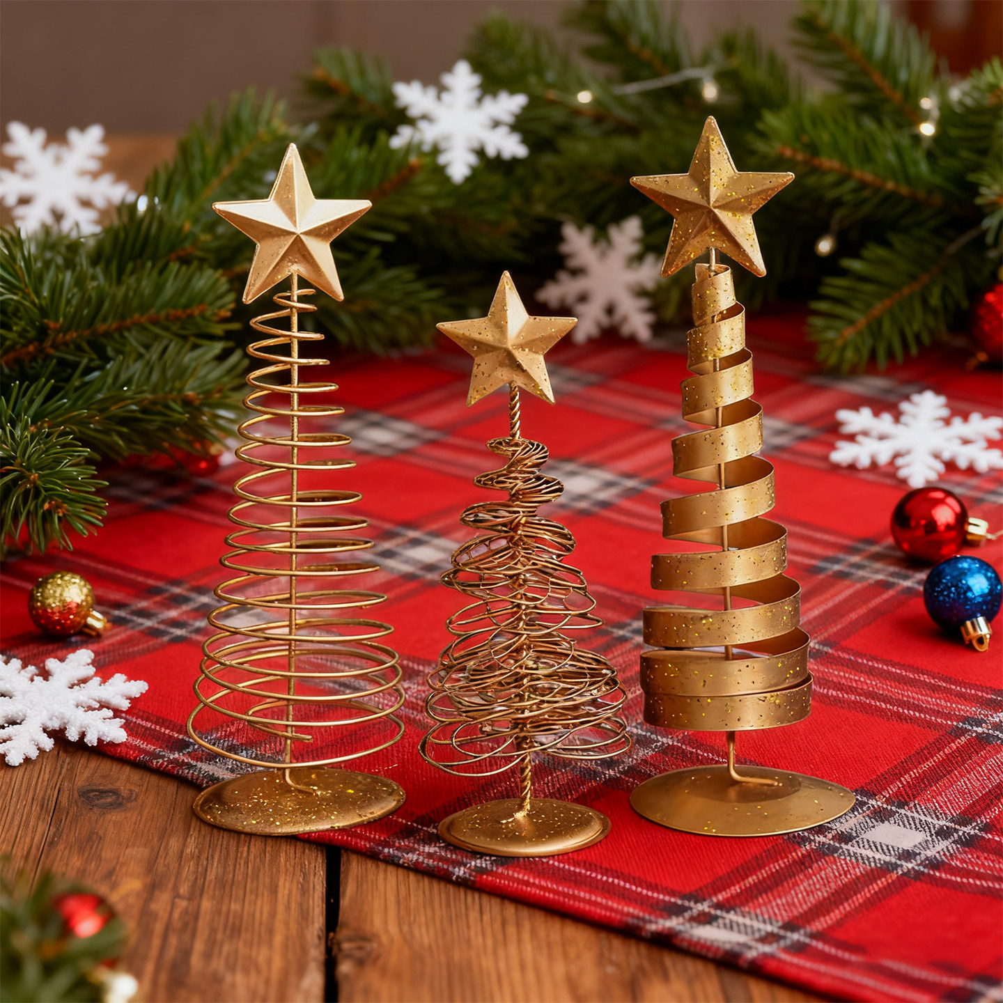 圣诞桌面小摆件铁艺五角星圣诞树