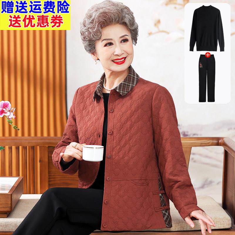 奶奶秋冬薄棉服中老年人女棉衣外套春秋装棉袄妈妈春装老人上衣服