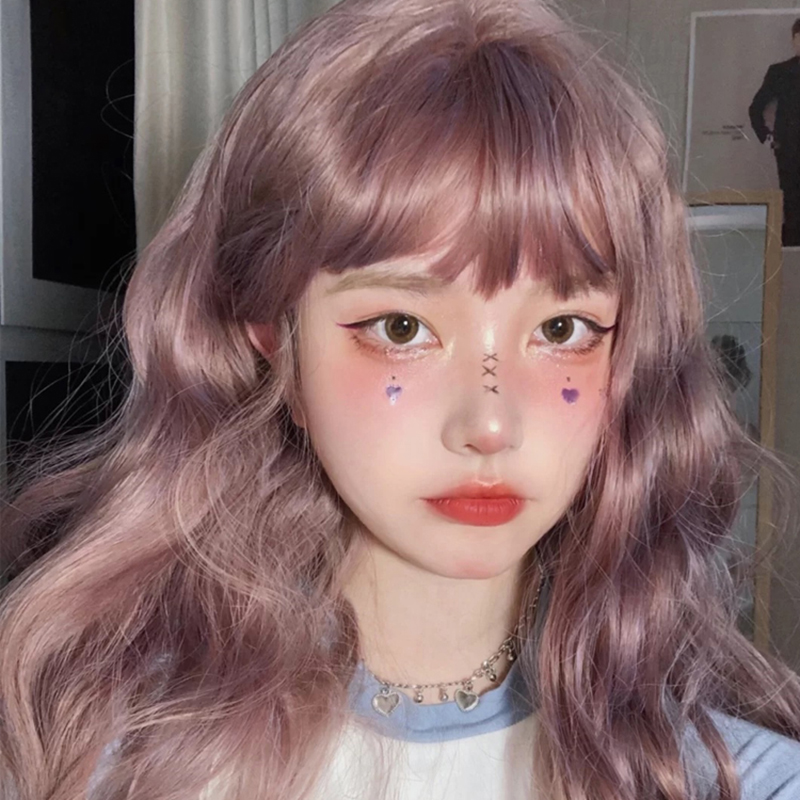 假发薄藤粉色自然羊毛卷卷