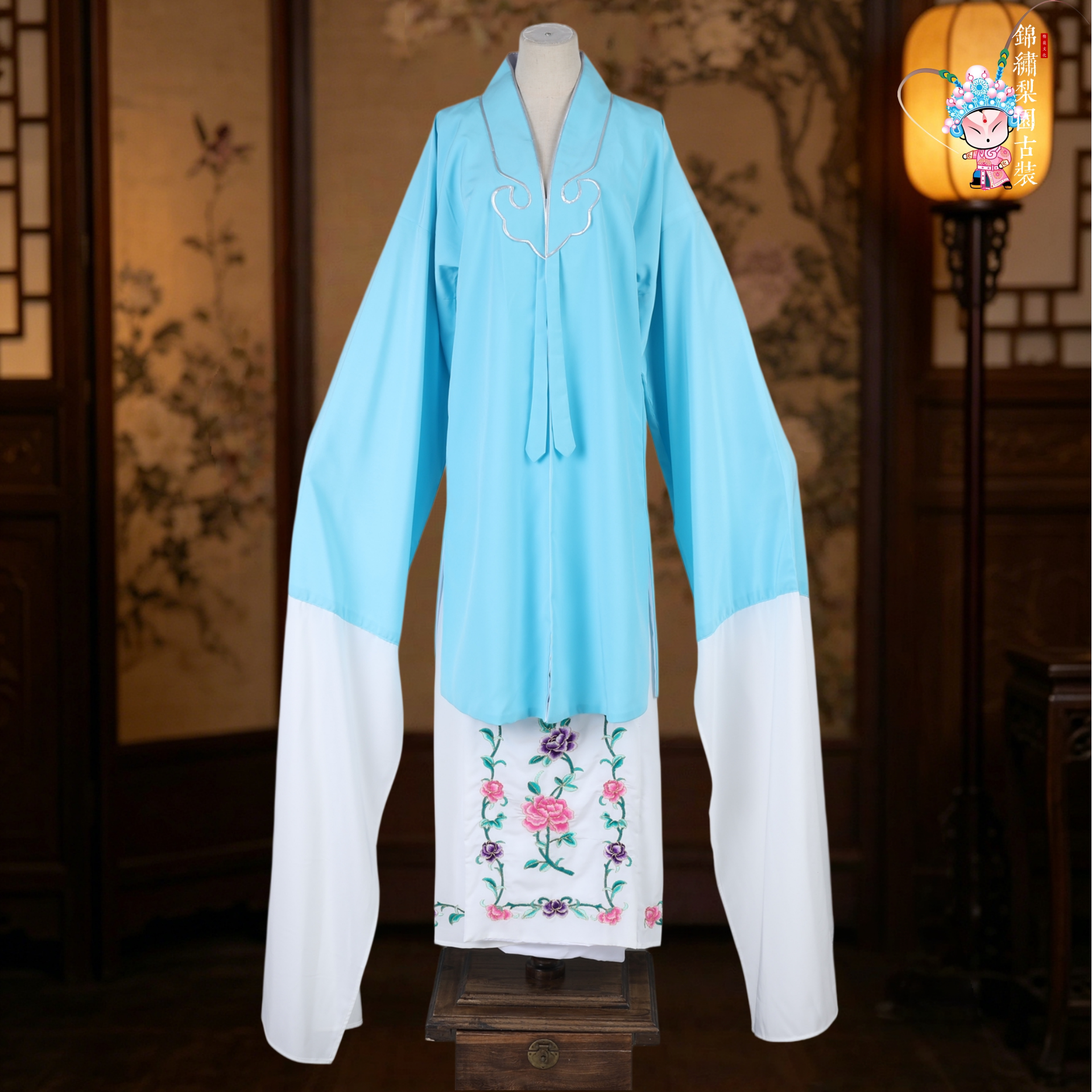 京剧素青衣披戏曲长水袖练功褶子花旦越剧素褶子舞台表演练功戏服
