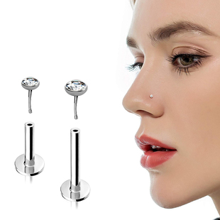 钛钢直插式欧美细杆唇钉替换钉有洞小耳钉迷你耳骨钉精致鼻钉小众