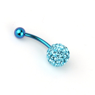 钛合金F136超闪满钻球耳钉圆球肚脐钉肚脐环长针短针养孔养洞女