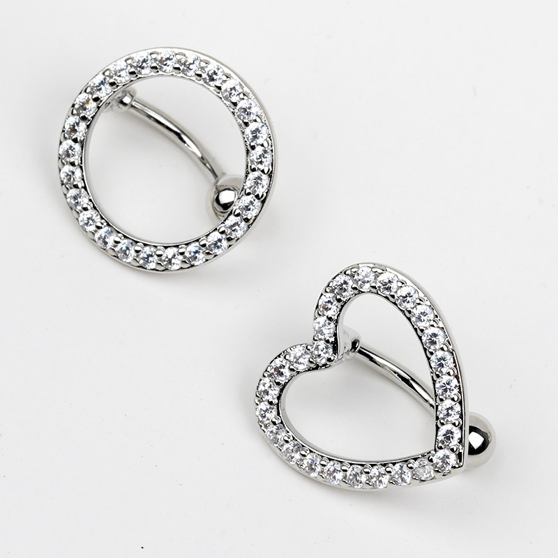 爱心脐钉倒钩倒戴锆石高档镂空心形肚脐钉欧美个性肚脐钉穿刺饰品