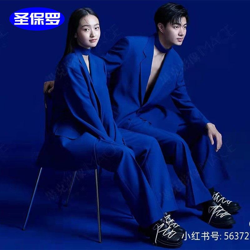 影楼拍照主题形象照情侣服装套装男女婚纱照写真气质网红同款西装