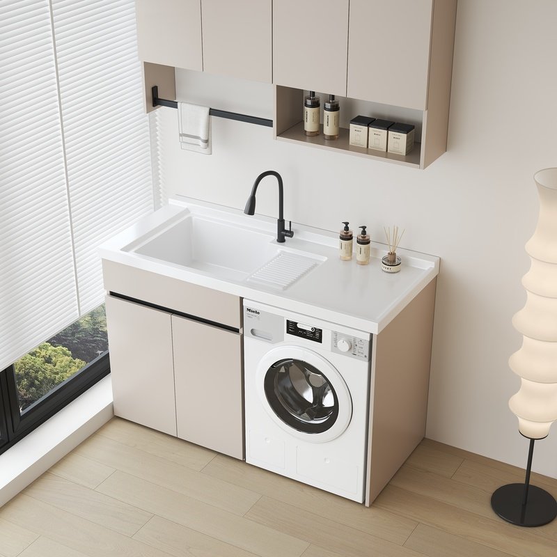 定制蜂窝铝阳台洗衣机伴侣洗衣柜组合切角定制石英石洗衣盆带搓板,住宅家具,阳台柜,淘宝优惠券,粉丝福利购,淘宝优惠卷