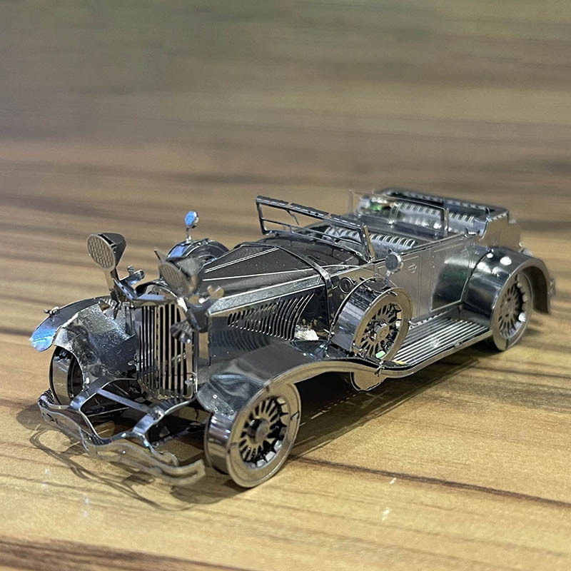 狂模 1935杜森伯格J型老爷车 全金属不锈钢DIY拼装模型3D金属拼图