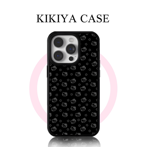 星影凯蒂简约黑底HelloKitty手机壳星星图案轻奢高级全包软壳适配苹果17ProMax小米14华为Mate80小众耐脏防滑
